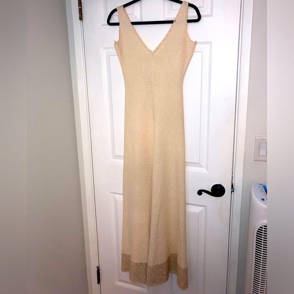 Vintage 1960s/1970s Miss Joann California crocheted/woven dress.